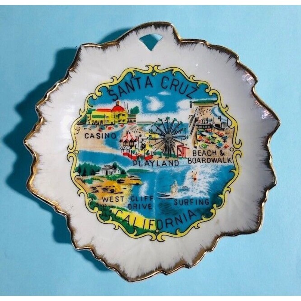 SANTA CRUZ,California mini 4½" Souvenir wall hanging collector's plate by EFCO